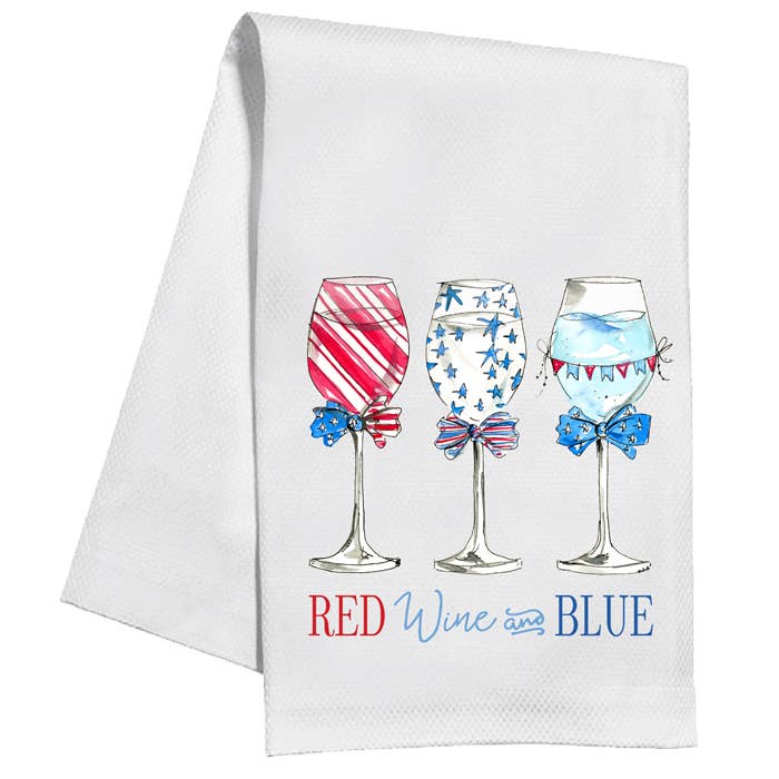Red Wine Blue Wine Glasses Towel