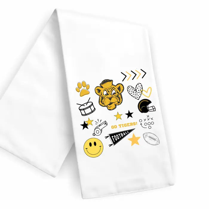 Mizzou Doodle Tiger Football Themed Kitchen Towel