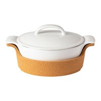 Oval Covered Casserole-White