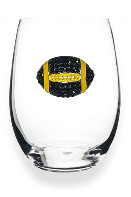 Football Stemless-Black & Gold