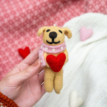 Valentine's Dog Felt Wool Ornament - Heart, Love