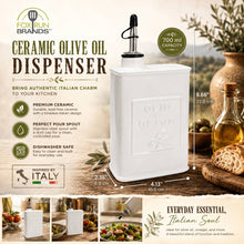 White Ceramic Oil Can, 700 ML Olive Oil Dispenser