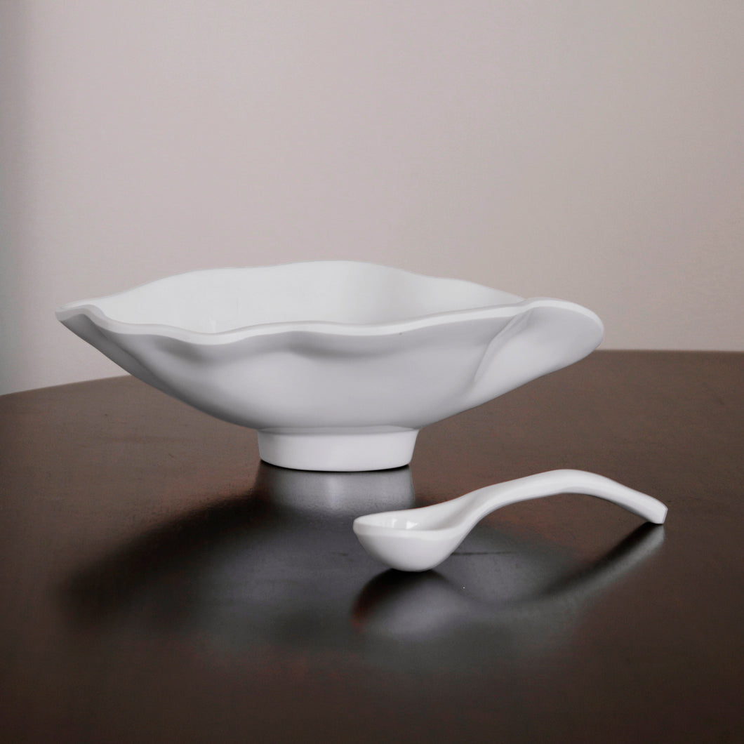 VIDA Havana Sm Oval Bowl with Spoon -White