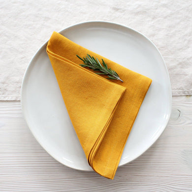 Mustard Linen Napkins - Set of 4
