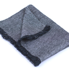 Linen Hand Towel - Black w/ Frayed Edges
