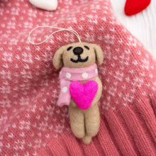 Valentine's Dog Felt Wool Ornament - Heart, Love