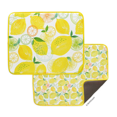 Lemon Plaid Dish Drying Mats, Set of 2