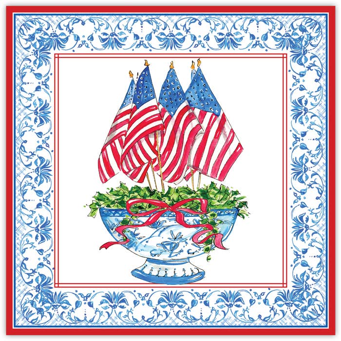 Flags in Chinoiserie Planter Square Placemat