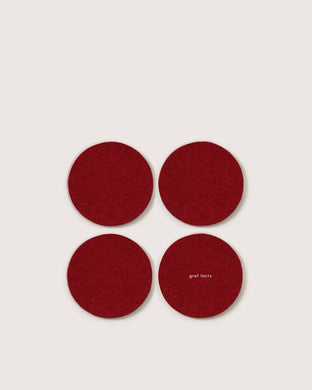 Bierfilzl Merino Wool Round Coaster Solid 4 Pack - Cherry