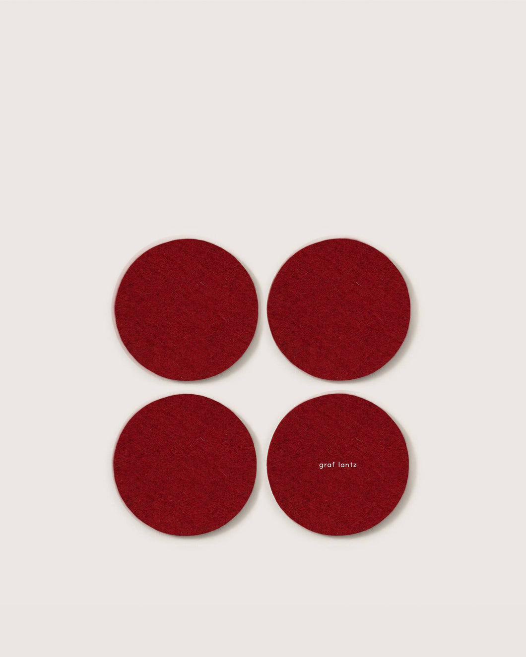 Bierfilzl Merino Wool Round Coaster Solid 4 Pack - Cherry