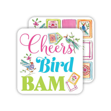 MahjTiles with Birds Cheers Bird Bam Coaster