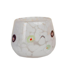 Glass Votive W/Dots-Multi Pink Blue and white