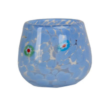 Glass Votive W/Dots-Multi Pink Blue and white