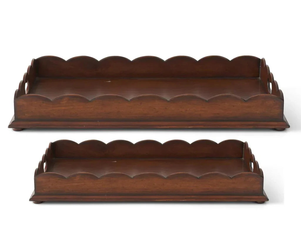 Scalloped Edge Acacia Wood Tray-Large