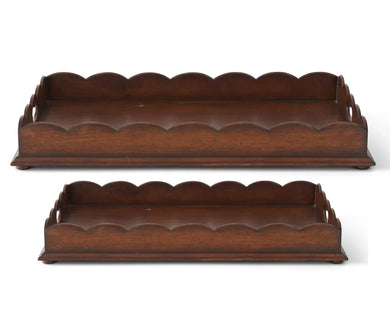 Scalloped Edge Acacia Wood Tray-Small