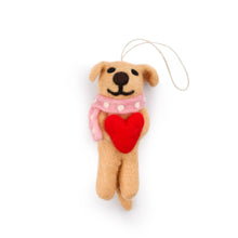 Valentine's Dog Felt Wool Ornament - Heart, Love