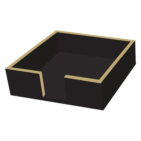 Beverage Napkin Holder Wood Black/Gold