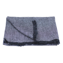 Linen Hand Towel - Black w/ Frayed Edges