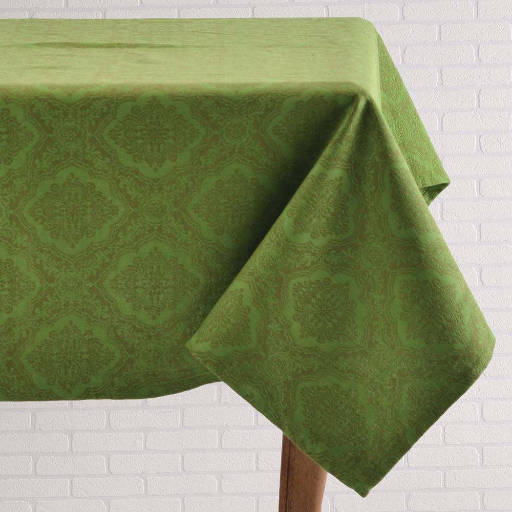 Jacquard Medallion Green Tablecloth