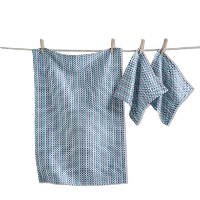 Veriegated Towel & Cloth Set-Blue