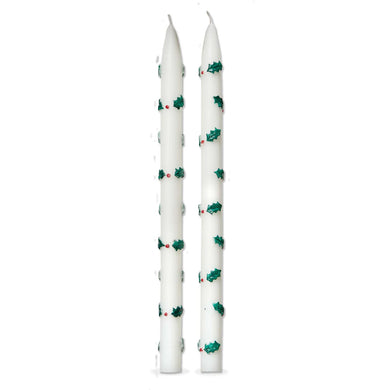 Holly Berries Painted Taper Candles