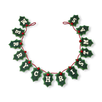 MERRY CHRISTMAS HOLLY FELT GARLAND