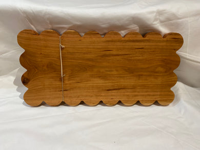 Rectangle Scalloped Edge Cherry Board With Feet