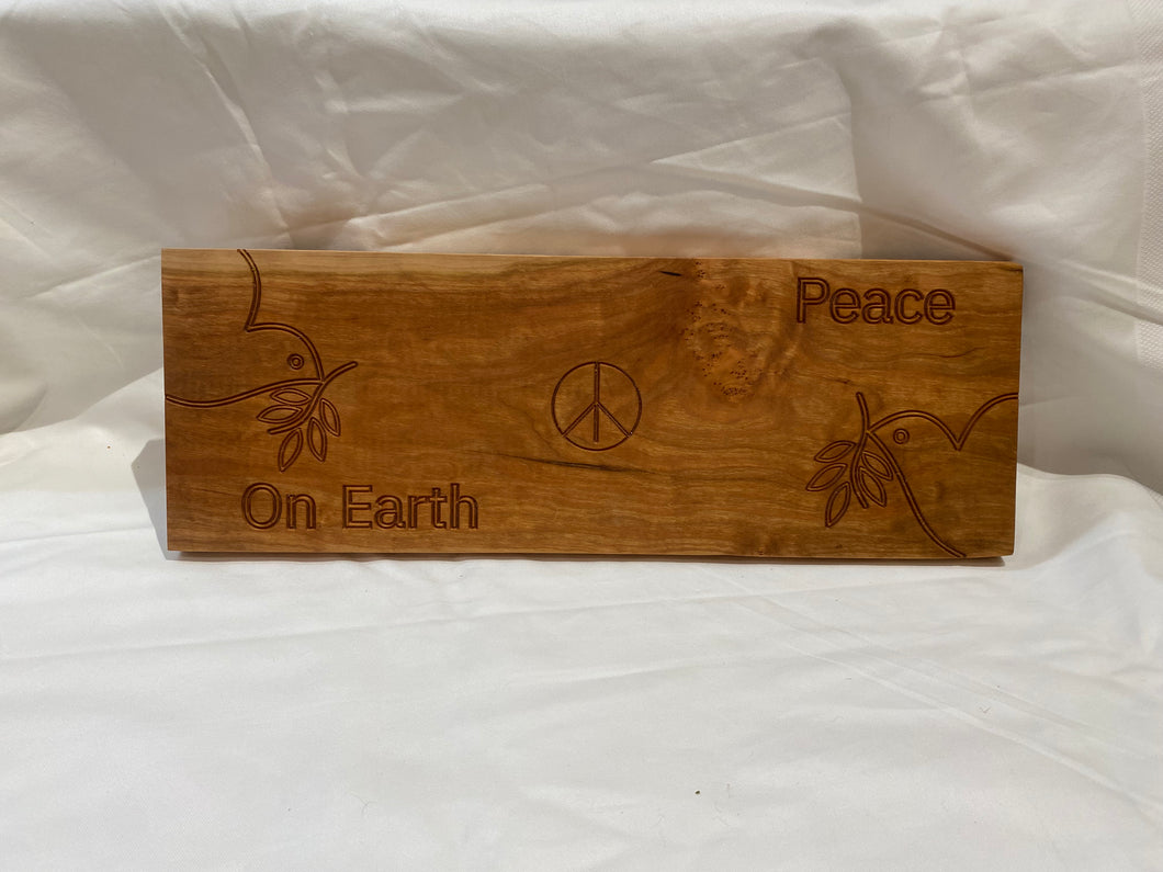Peace On Earth With Doves In Cherry Cutting Board