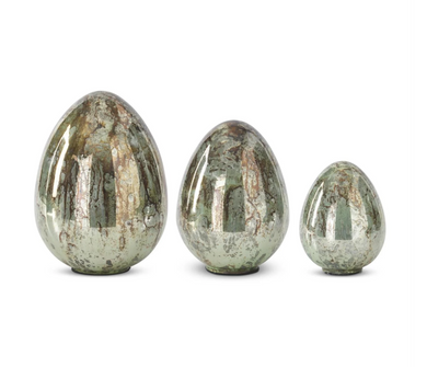 Aqua Mercury Glass Easter Egg-Medium