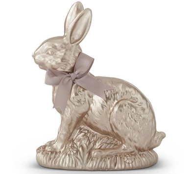 7 Inch Resin Gold Easter Bunny w/Bow