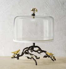 Lovebirds cake stand with dome