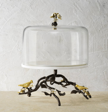 Lovebirds cake stand with dome