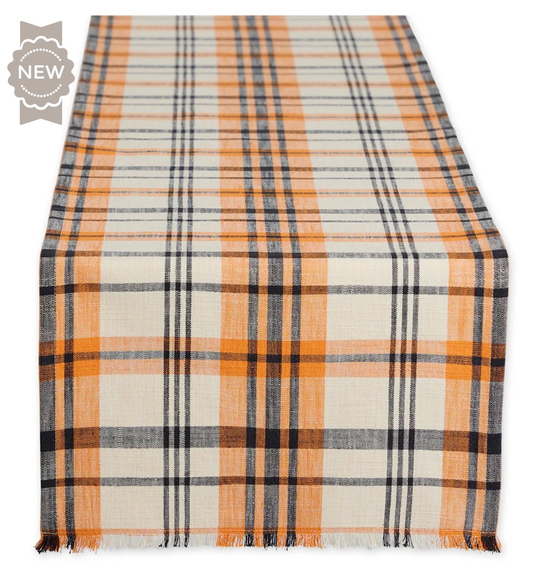 Happy Halloween Large Plaid Table Runner