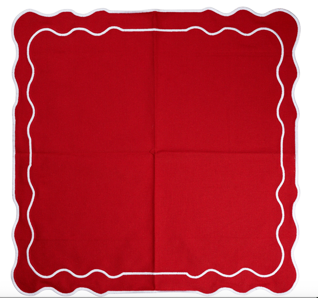 Red Scalloped Square Placemat