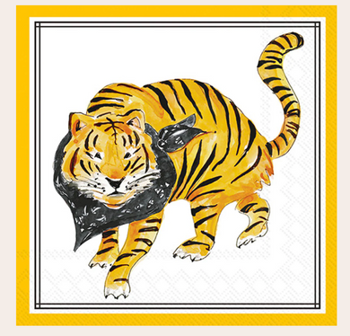 Black Prowling Tiger Cocktail Napkin