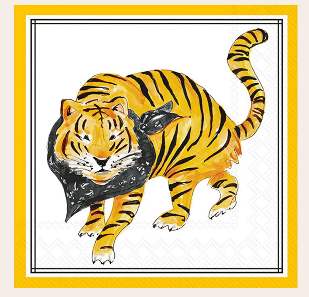 Black Prowling Tiger Cocktail Napkin