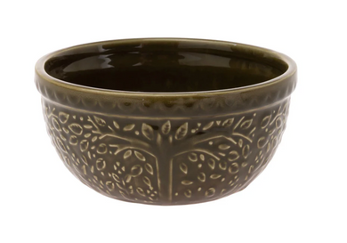 Olive Green Leaf Embossed Bowl