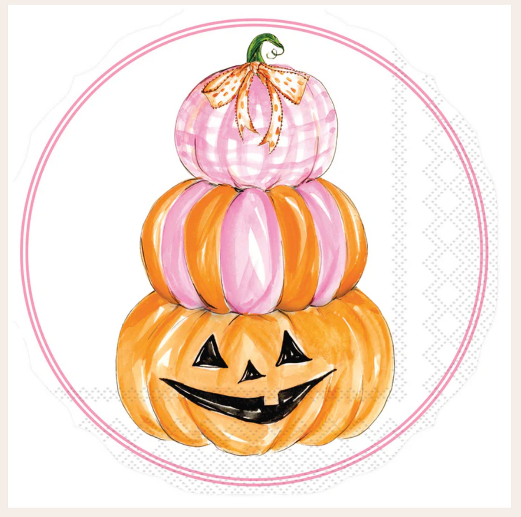 Pink Pumpkin Stack Shaped Lunch Napkin