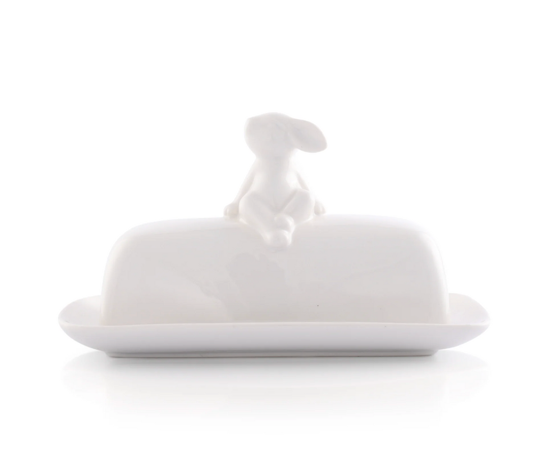 Porcelain Bunny Butter Dish