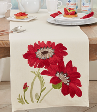 Springtime Charm Embroidered Flowers Table Runner