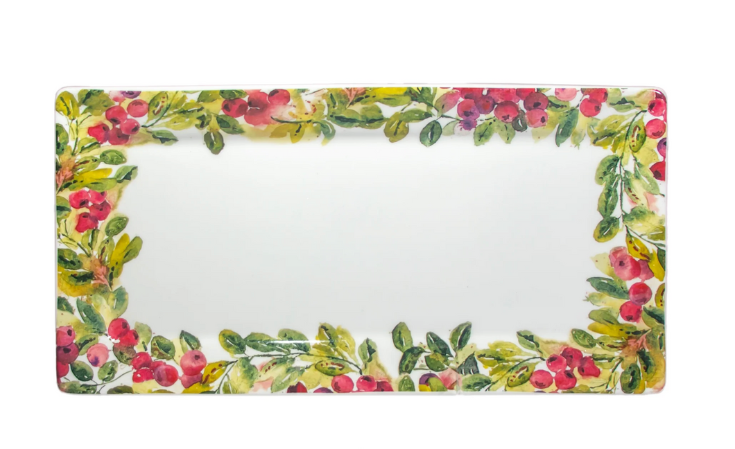 Cranberry Wreath Rectangle Platter