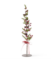 Pine Twig Trees w/Red Berries & Mini Pinecones