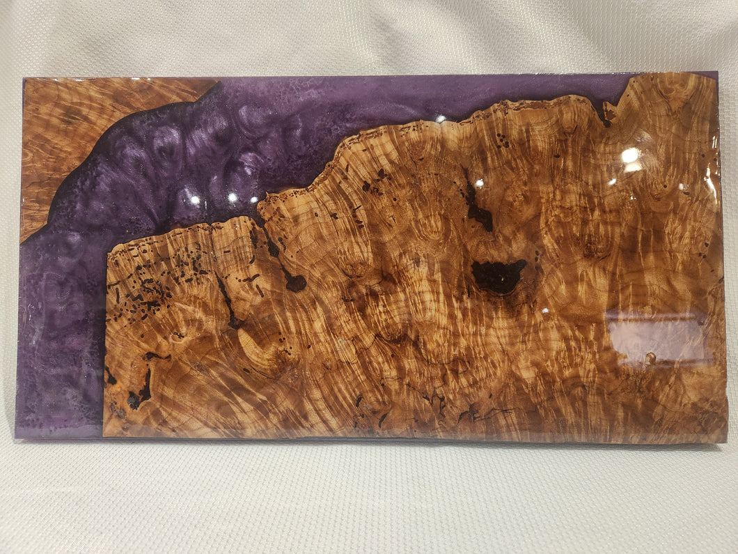 Oak Burl Charcuterie With Purple Epoxy