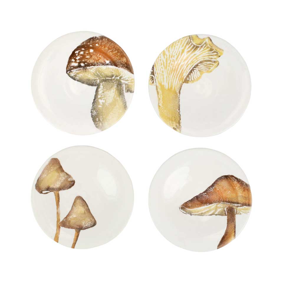 Mushroom Canape Plates Set/4