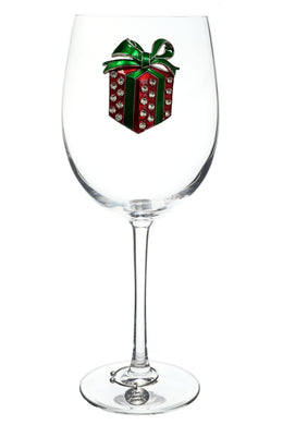 Present Holiday Jeweled Stemmed Wine Glass