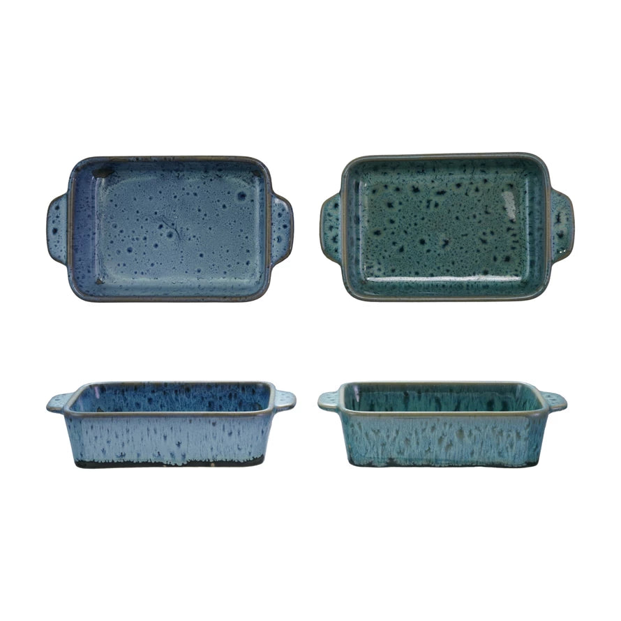 Stoneware Dish, Reactive Glaze, 4 Colors