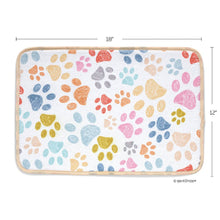 Paw Prints Microfiber Pet Bowl Mat, Cat & Dog Food Placemat