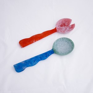 Vida Resin Salad Servers-Org/Blu