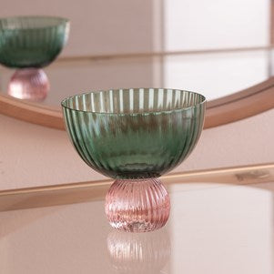 Venice Coupe Glass-Green & Lavender