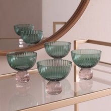 Venice Coupe Glass-Green & Lavender